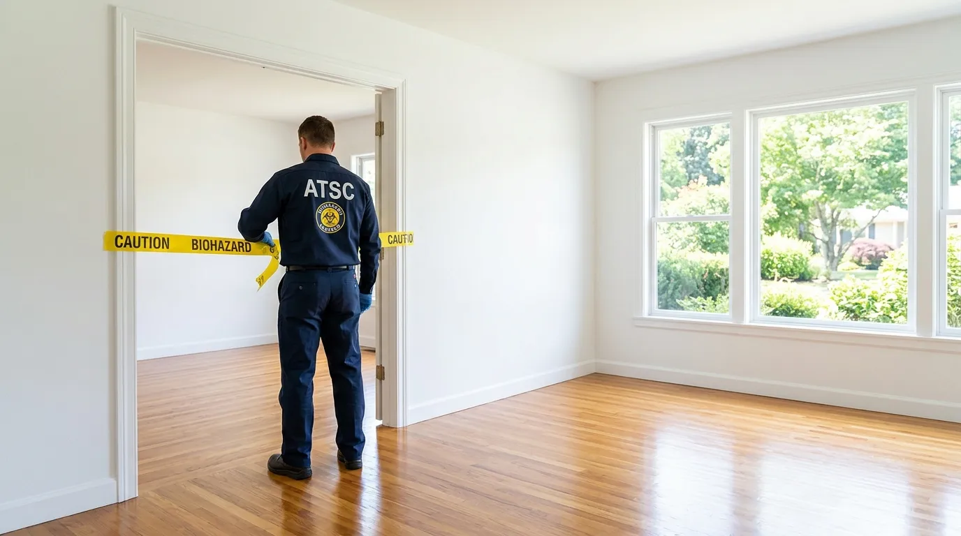 Certified biohazard cleanup crew performing Decomposition Cleanup in Cushing